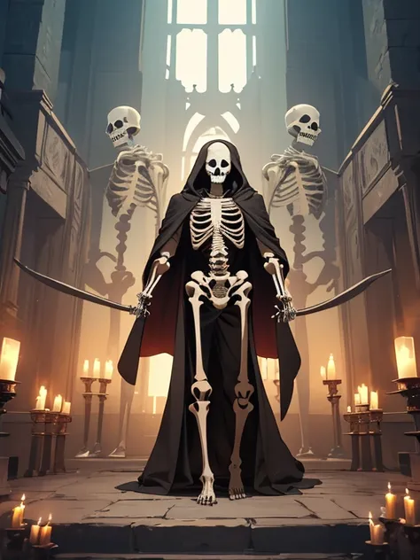 (masterpiece, high quality, high resolution, absurd, super detailed, 8k),(skeleton in robes)