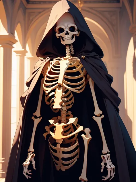 (masterpiece, high quality, high resolution, absurd, super detailed, 8k),real,(skeleton in robes)