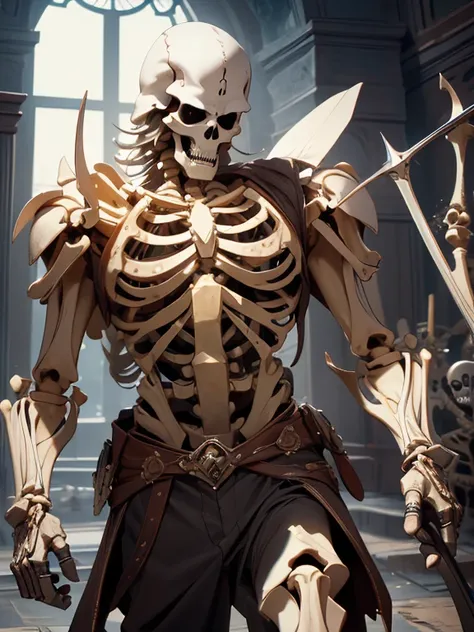 (masterpiece, high quality, high resolution, absurd, super detailed, 8k),real:1.5,(skeleton warrior)