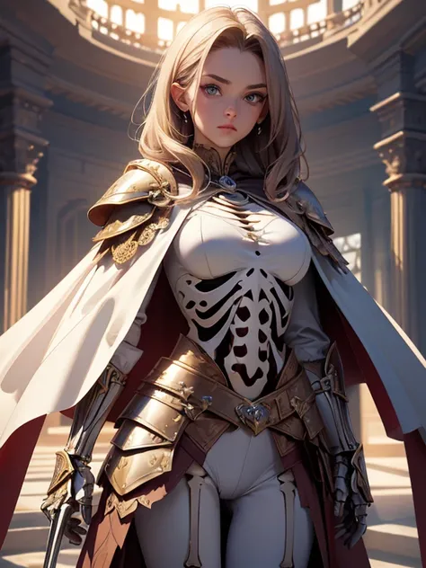 (masterpiece, high quality, high resolution, absurd, super detailed, 8k),real:1.5,(skeleton waist-cape armor)