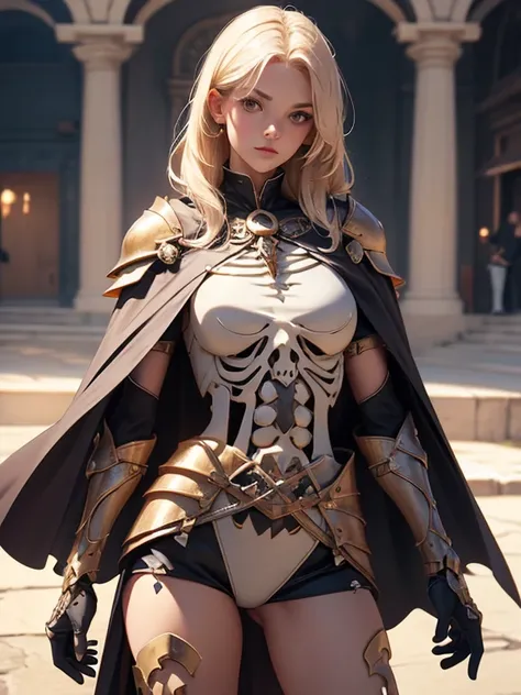 (masterpiece, high quality, high resolution, absurd, super detailed, 8k),real:1.5,(skeleton waist-cape armor)