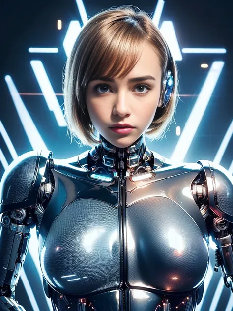 (The cyborg:1.1), (femboy:1.7),  (Suki Waterhouse:1.2), (Kristine Froseth:1.4). (face portrait:1.5). Lexx , Mass Effect , Galaxina, Terminator, Metropolis. (masculine body:1.6). (She is entirely made from plastic and aluminum). (simple mechanical engineeri...