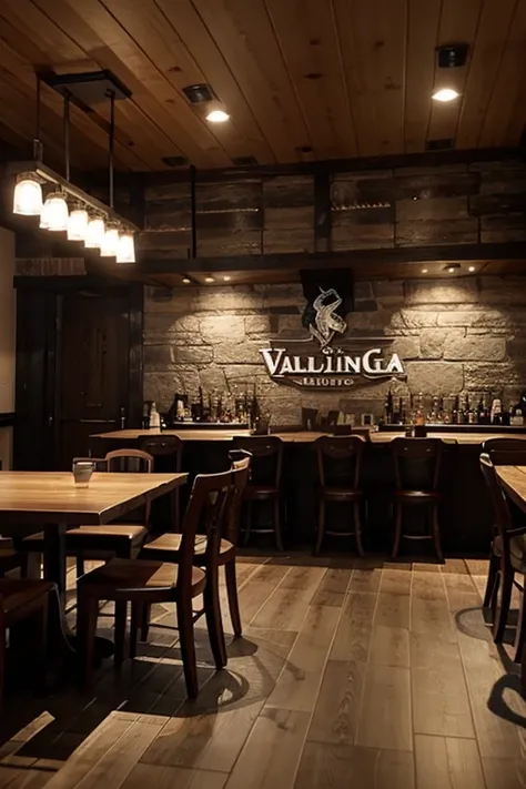 create a restaurant room with the viking design and with the name valhalla