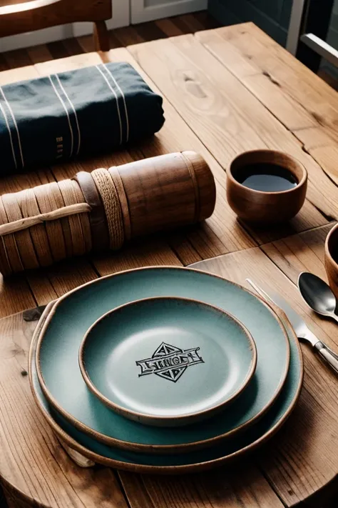 create a Nordic style tableware with the valhalla logo