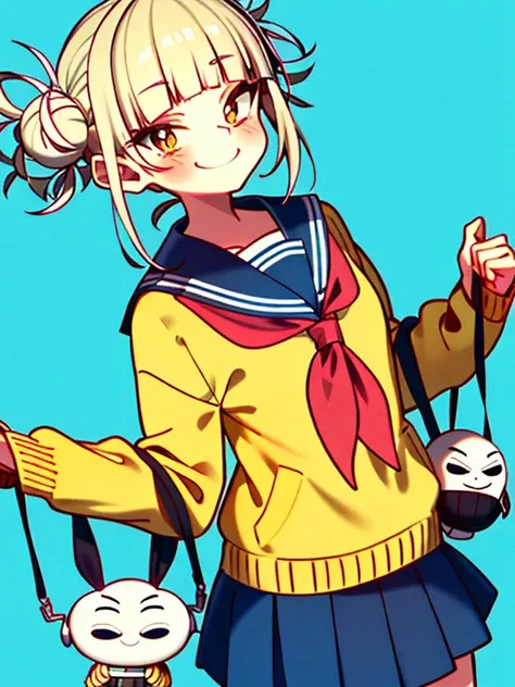 horikoshi kouhei, toga himiko, boku no hero academia, 1 chica, bolsas debajo de los ojos, golpes, pelo rubio, blue cuello marine...