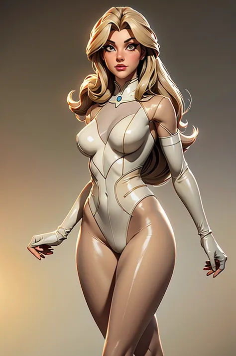 (best quality,8k:1.2,high resolution:1.2),ultra-detalhado,character design sheet,Realistic,retro science female,walking in direction to observer,long hair,rosto extremamente detalhados,long eyelashes,all sheer light beige Collant de nylon Apertado,beige pa...