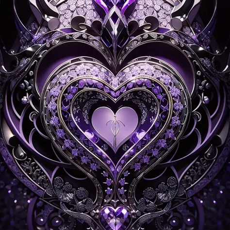 Magical decorative purple heart, intricately detailed, hyper realistic