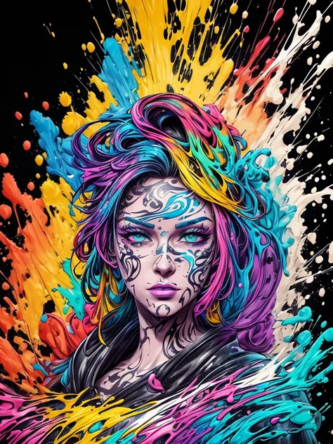 splash art, Fortnite style, portrait poster, ((White background)), ((Colorful ink splash style:1.5)), contour,Super detailed complex detailed, Unreal Engine,fantastic, intricate details, splash screen, complementary colors, fantasy concept art, 8K resoluti...