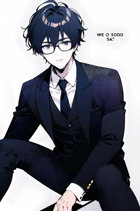 1boy, maou sadao, glasses, suit,