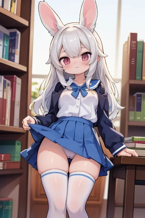 Sexy Rabbit Girl. In a Library. Wearing a school uniform. NSFW