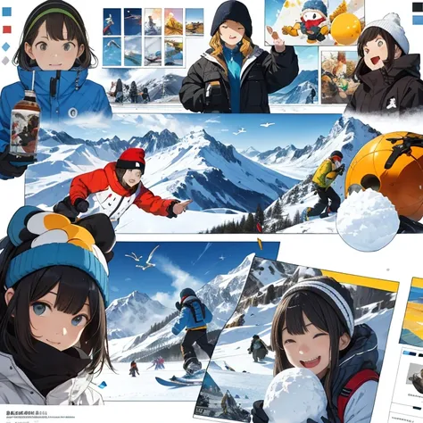 disorganized, High resolution, Super detailed,snow mountain,skiing,snow board,snowball fight,friend (friendと家族:1.3), (Looks like fun, happy, Sunny, Sunny:1.2)
break
, Scrapbooking, memory storage, creative layout, Mixed Media Collage, Personal storytelling...