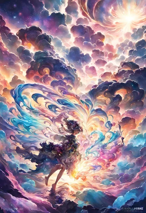 A beautiful colorful magical liquid ink splatter space flower, swirling, astral, ethereal, whimsical nebulous magellanic cloud of ink splatters. Hyperrealistic, splash art, concept art, mid shot, intricately detailed, color depth, dramatic, 2/3 face angle,...