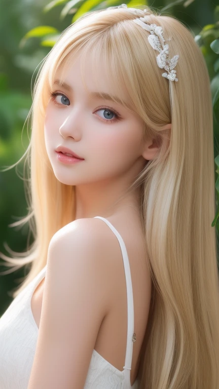 The highest beauty of splendor、clear white glossy skin、Wind blonde gets in the way in front of a cute face、Sexy big 14 year old cute beautiful girl、Sexy little beautiful face、Shiny light straight blonde hair、Bangs dancing in front of cute beautiful face、lo...