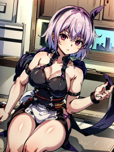 ( highest quality:1.3)
Ayane Doa, 1 girl, alone, chest, short hair, large chest, thighs thighs, bare shoulders, arm, sword, head band,(futuristic laboratory interior),with Hypnolol,
empty eyes,