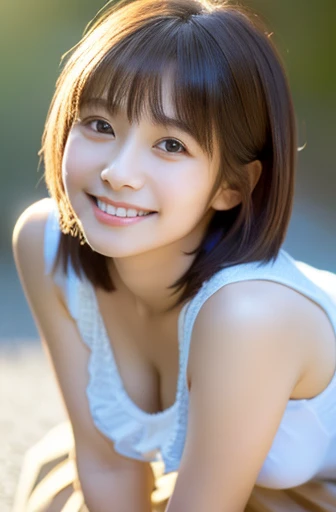 highest quality, soft light, ultra high resolution, (realistic:1.4), full_body,RAW photo, 1 japanese girl, alone, cute, (pupil, light in the eyes), detailed beautiful face,(High resolution details of human skin texture), (short hair), outdoor,skirt, (portr...