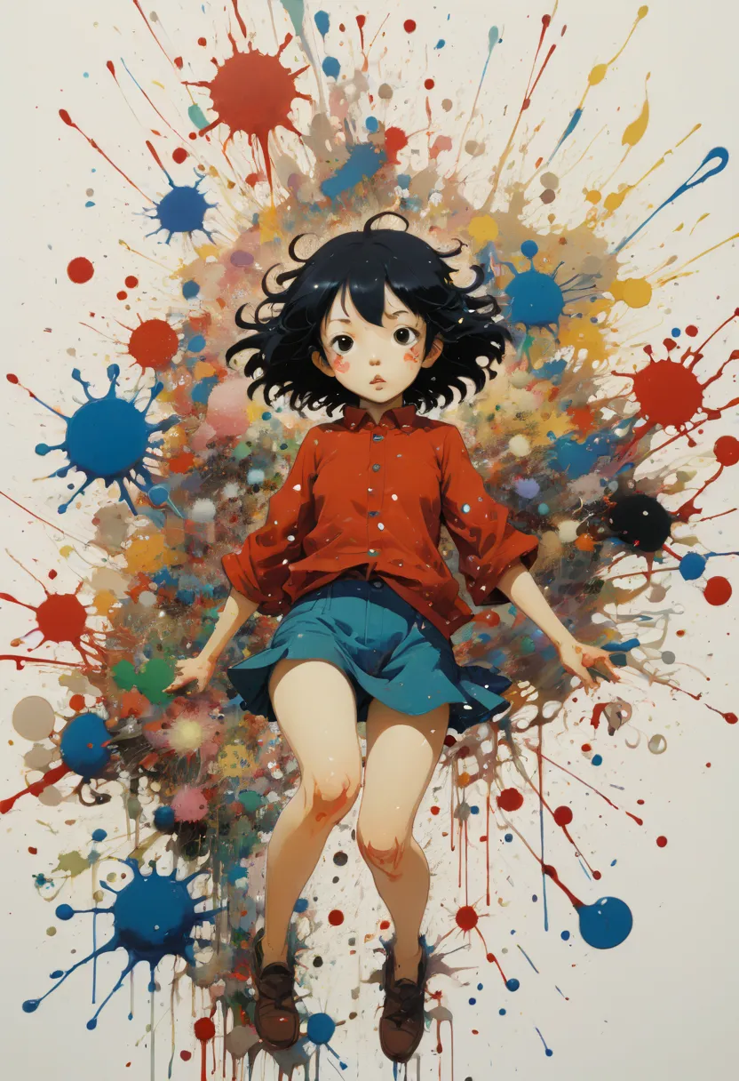 ink splash, paint splatter, by satoshi kon, whimsical, intricate, (best quality, masterpiece, representative work, official art,...