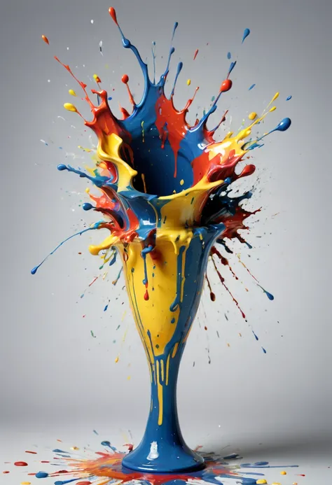 ink splash, paint splatter, exploding vase, whimsical, intricate, (best quality, masterpiece, Representative work, official art, Professional, 8k)