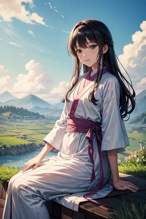 Mountains and waters、Beautiful view of blooming clouds, Studio Ghibli Sunshine, anime rural scenery, Anime beautiful peaceful scene, Xin Haicheng. —h 2160, anime scenery, 美丽的anime scenery, beautiful anime scene, studio ghibli sky, anime scenerys, Xin Haich...