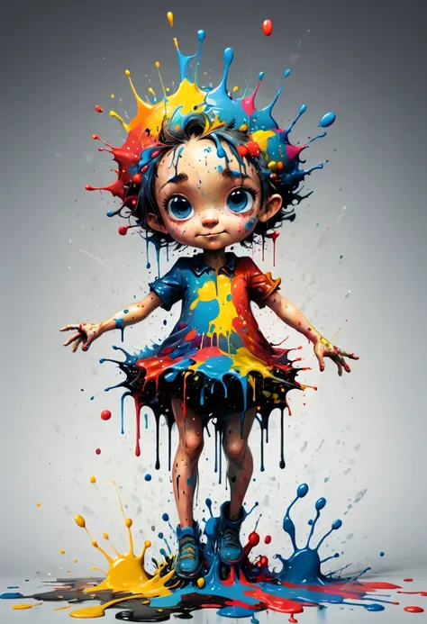 ink splash, paint splatter, cartoon role, whimsical, intricate, (best quality, masterpiece, Representative work, official art, Professional, 8k)