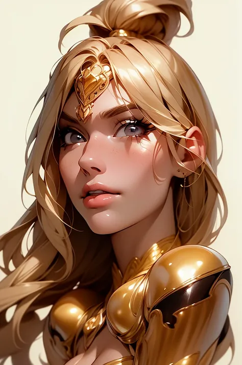 ((feminine aesthetic)), ((masterpiece)),(((best quality))), ((mature face)), defined cheekbones, high cheekbones, illustration, ((muscular)), ((lots of hair)), blonde hair held by bandeau, ((detailed face:1.4)) beautiful woman, (white skin)