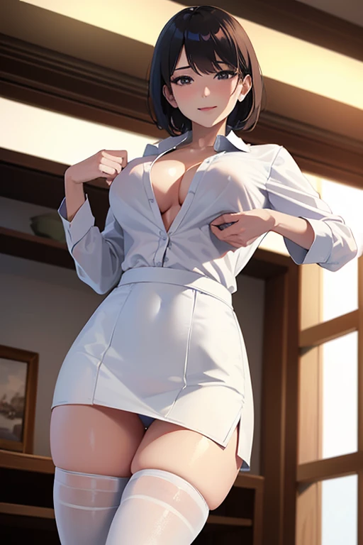 1 beautiful woman, Beautiful Office Lady, slender body, realistic, very detailed CG 統合 8k 壁紙, very detailed, High resolution raw color photos, professional photos, realistic portrait, cinematic light, beautiful details, (beautiful breasts:), (cleavage:1.2)...