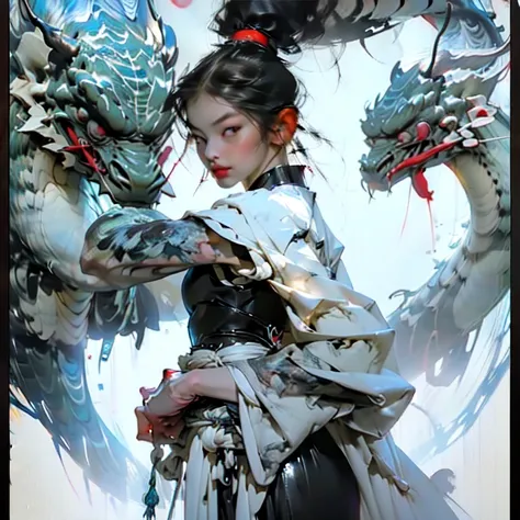 1_Clash of the Titans. A sexy demoness, (beautiful woman in leather outfit with wings and sword, Yang J, Chengwei Pan on ArtStation, CGSociety and Fenghua Zhong, digital fantasy art), Inspired by Fenghua Zhong, epic exquisite character art, Victor Wang, Ja...