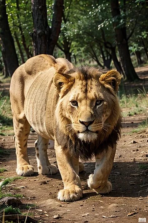 Draw a lion cub in the forest