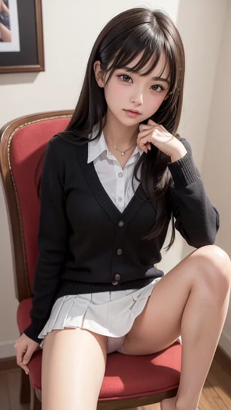 (nsfw, high quality, high resolution, complex and detailed depiction, masterpiece, Raw photo, Photorealistic 3DCG, perfect anatomy:1.2),( one woman, 16-year-old, black hair, long hair, cute face, beautiful brown eyes ),( Blushing cheeks, embarrassed expres...