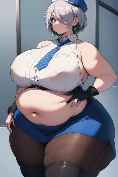 (best quality, masterpiece:1.3), (mature woman, milf), tall, anime, masterpiece, beautiful eyes, best quality, (detailed face), (detailed body), ((1girl)), ((solo)), (((chubby))), ((fat)), ((tummy bulge)), ((((big belly)))), plump, belly, she has gained we...