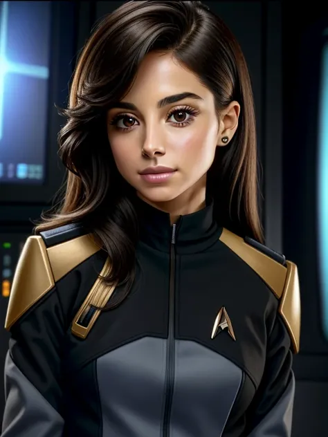 born, photograph, Professional portrait, Sarah Shahi, Star Trek TOS Science Uniform,Ariana Grande