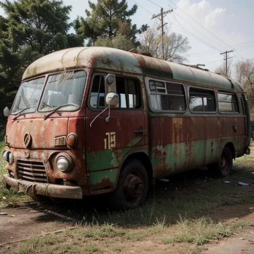 Abandoned soviet bus