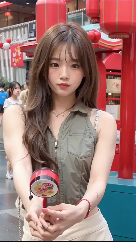 araffe asian woman holding a candy in a shopping mall, trending at cgstation, lalisa manobal, ruan jia beautiful!, trending on cgstation, yanjun chengt, cai xukun, tzuyu from twice, lalisa manoban of blackpink, realistic. cheng yi, appearing in a shopping ...