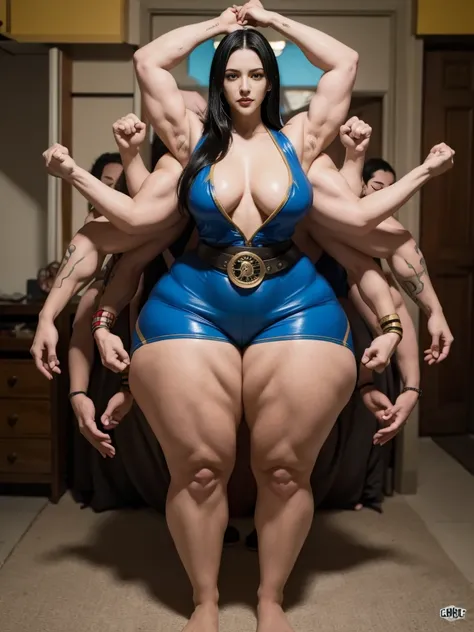 (Nico robin one piece many muscular arms)),face very simalar Kat dennings , thick, many extra arms, thick, muscular, many arms everywhere, feet everywhere, complete hands and arms, many muscular arms, thousand hands,bedroom, many arms, extra arms, many arm...