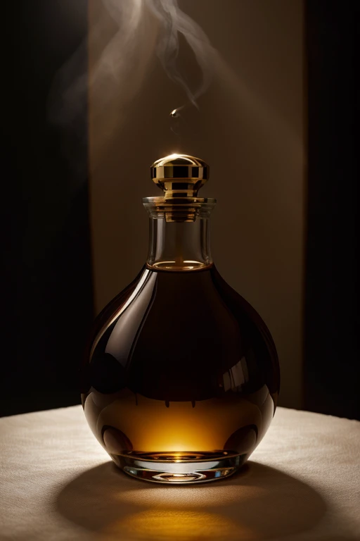 a magic poison parfum on a velvet cushion. professional product studio photography. professional dramatic lighting.