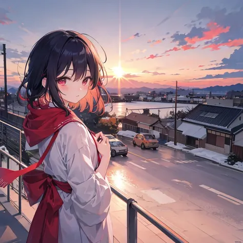 The sunset after goodbye is beautiful、Even you understand, Akane to the crow&#39;s song. Even this loneliness now turns into sound. The sunset that shines on my face.