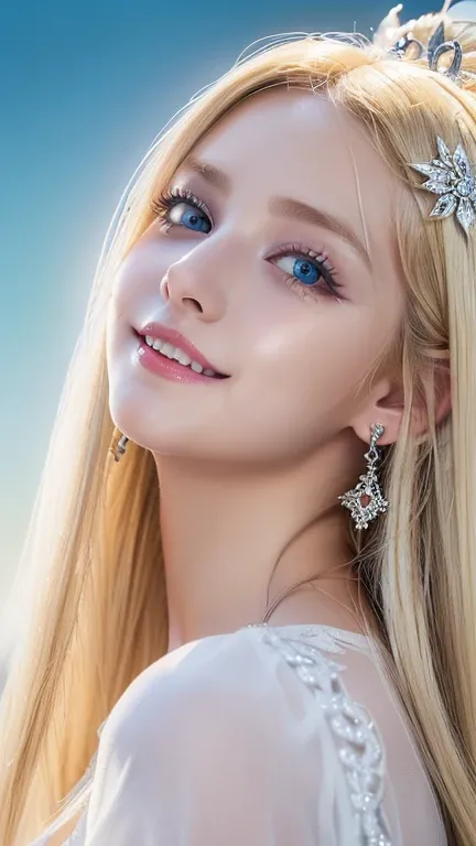 ((best quality:1.2, 8K, realistic photo:1.4, muste piece, back lighting, caustics, The ultimate beautiful blonde girl, Beautiful textures with great detail, detailed beauty makeup:1.2, realistic skin,Very beautiful bright light blue big eyes、very big eyes,...