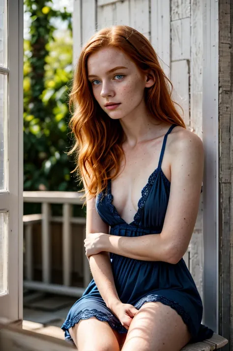 1girl in, age19, Solo, Aesthetic artwork, irish  redhead, wavy ginger hair, shoulder length ginger hair, gray eyes, light grey eyes, some small freckles, pale skin, A-cup, small breasts, runners body, (textured skin, skin pores:1.1), (moles:0.8), imperfect...