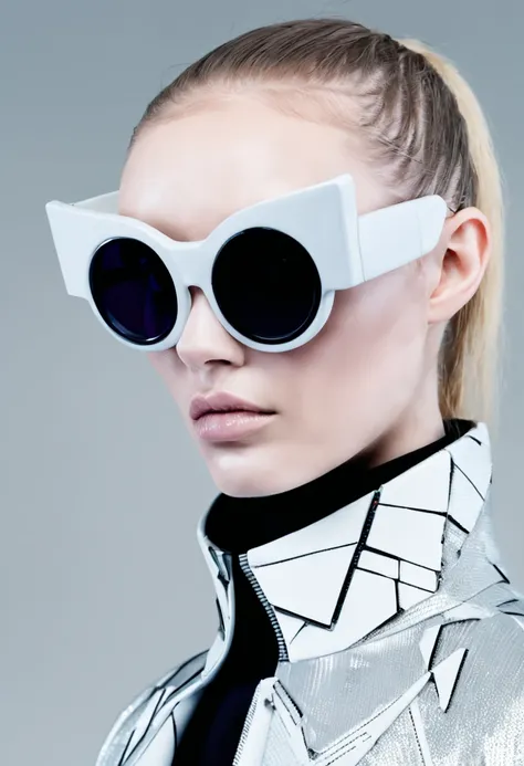 sci-fi chic:0.4, futuristic couture:0.3, glitch aesthetic:0.3, haute couture:0.4 , eyewear, by kim jones and rad hourani ,