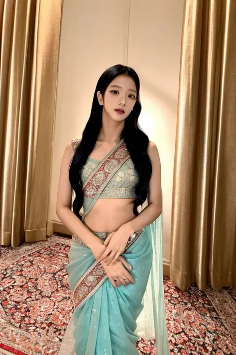 jisoo from blackpink in a saree