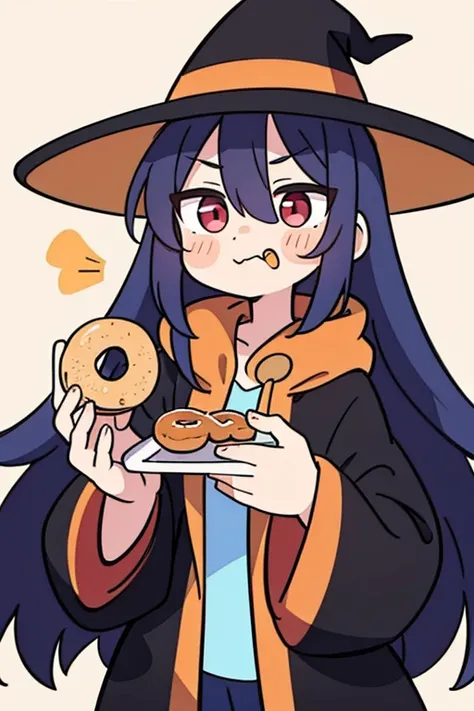 female wizard eating a donut