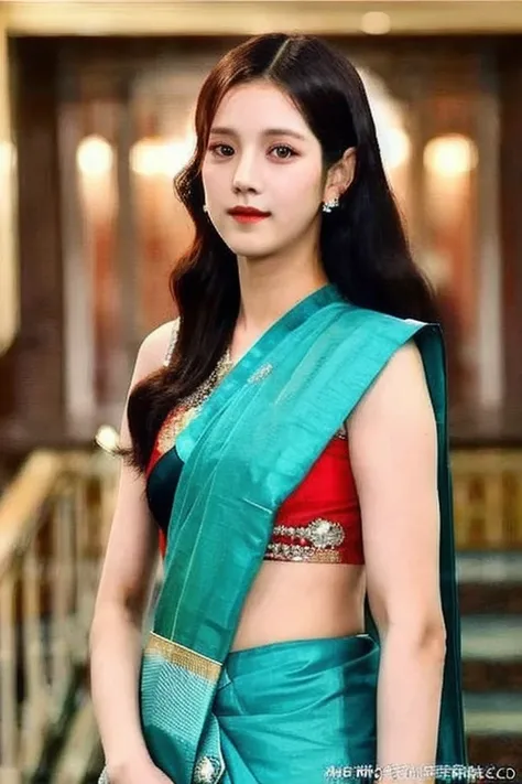 jisoo from blackpink in a saree