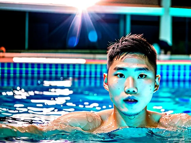 japanese men、male student、male swimming club member、male lifesaver、Male water polo player、shaved head man、dark skinned man、muscular man、man sinking in the bathtub、man sinking in the pool、man submerged in water、man diving underwater、A man wearing a black br...