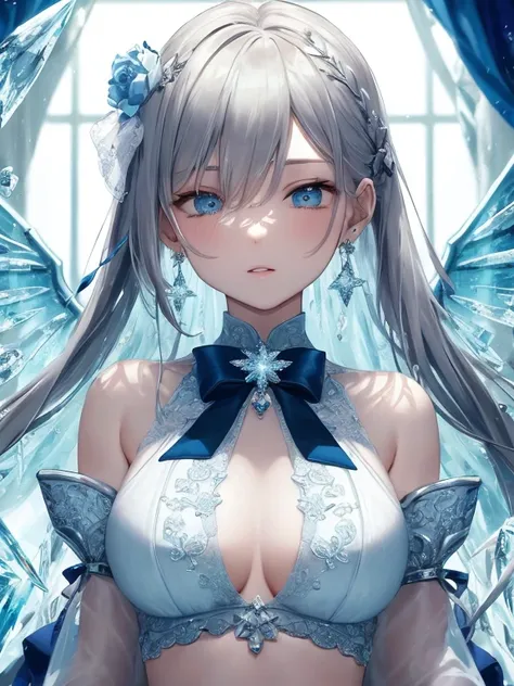 (((masterpiece))),best quality, illustration,(beautiful detailed girl),beautiful detailed glow,detailed ice,beautiful detailed water,(beautiful detailed eyes),expressionless,beautiful detailed white gloves, (floating palaces:1.3),azure hair,disheveled hair...