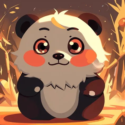 cute Baby panda、Cartoon，flat color, simple color, in tarot style