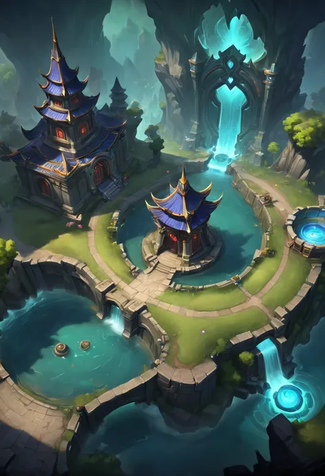 map from "league of legends", (best quality, masterpiece, representative work, official art, professional, 8k)