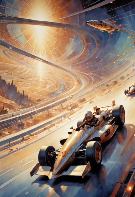 Racing Map, futurism, by Drew Struzan, (best quality, masterpiece, Representative work, official art, Professional, 8k)