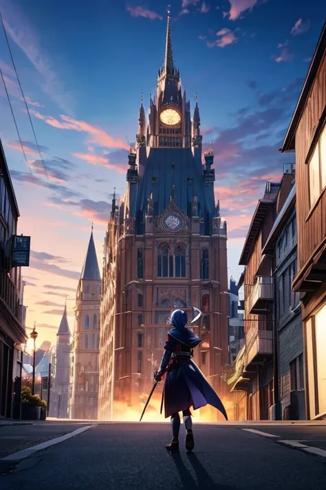 Cartoon character in front of a building with a demon, screenshot of animation, Popular isekai anime, Still from TV animation, Mika Kurai Devil, Todays featured anime stills, Satya from Overlord, animation stills, anime monster girl, leaflet anime style, A...