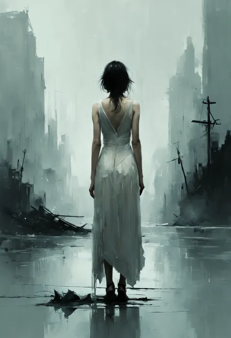 Broken, minimalistic digital artwork with the influence Luis Miranda, jeremy mann, Jeffrey Catherine Jones, conceptual art, painting, illustration, photo