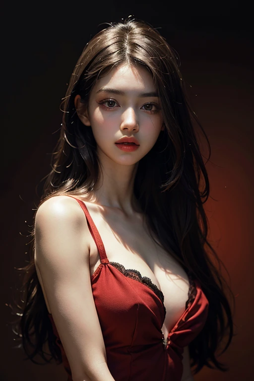 realistic, (masterpiece, top quality, best quality, official art, beautiful and aesthetic: 1.2), very detailed, Devil Girl, black hair, red eyes, Hell Background