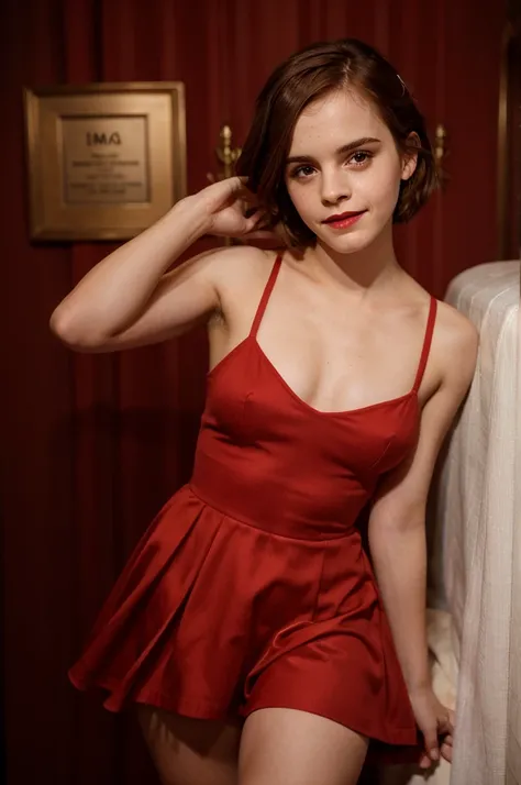 emma watson young red lips short dresssmile